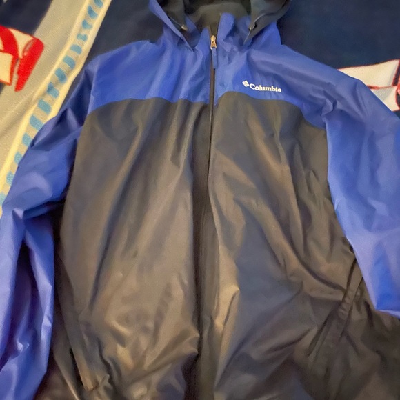 Mens Columbia xl lined raincoat blue and navy in great shape. - Picture 2 of 3